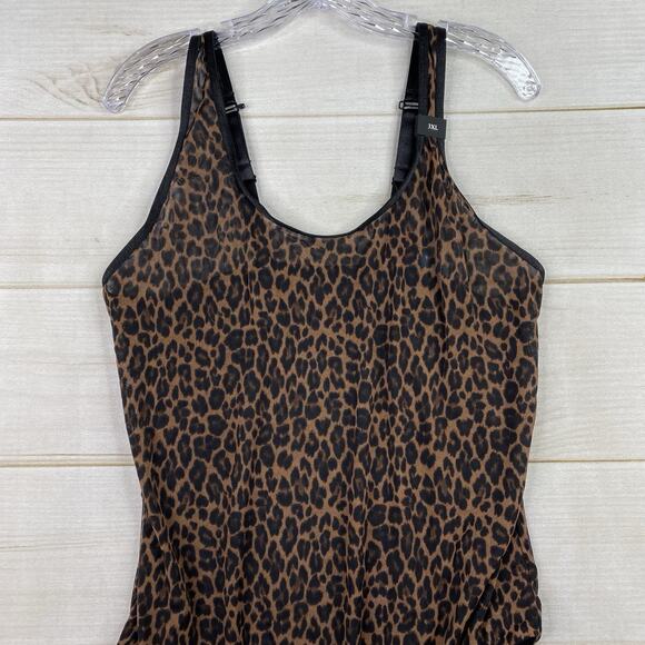 Curvy Couture Bodysuit Size 3XL Leopard Print Mesh Adjustable Stretch Top NWT - Picture 2 of 10